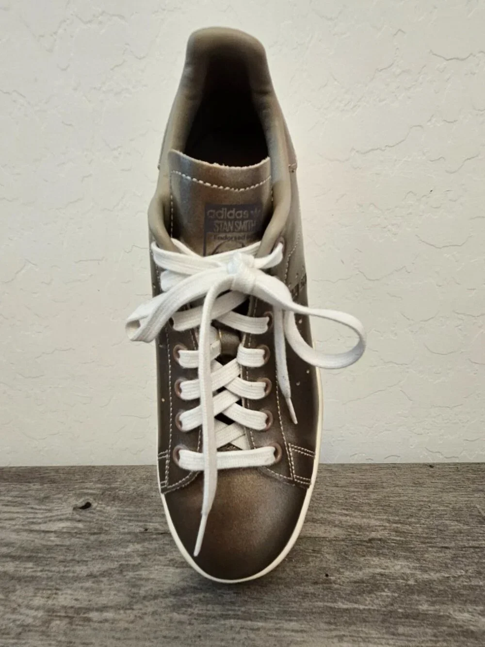 Adidas Originals Stan Smith Metallic Bronze Pewter Leather Sneakers - Size 8